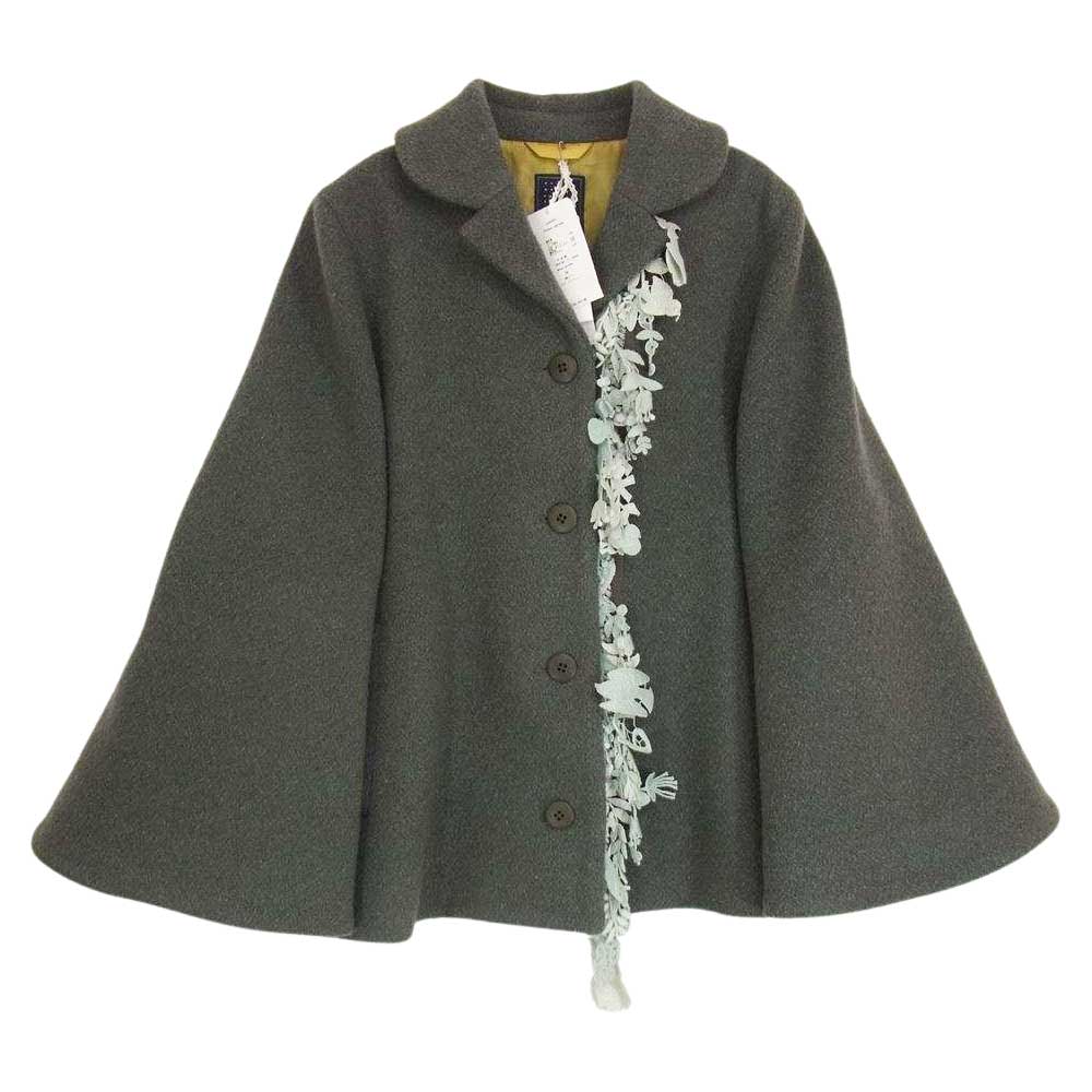 mina perhonen ミナペルホネン ya6666 forest parade フォレストパレード テーラード カラー ショート コート モスグリーン系 38【新古品】【未使用】【中古】