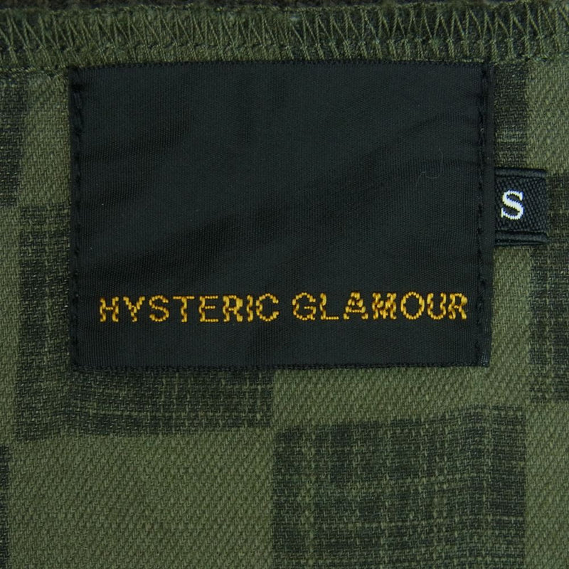 HYSTERIC GLAMOUR ヒステリックグラマー 02183NS08 ラグラン 切替 裏地チェック 長袖 Tシャツ カットソー カーキ系 S【中古】