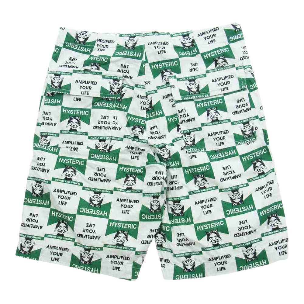 HYSTERIC GLAMOUR ヒステリックグラマー 02201AM03 SEE NO EVIL 総柄 イージー ショーツ ハーフパンツ グリーン系 S【中古】