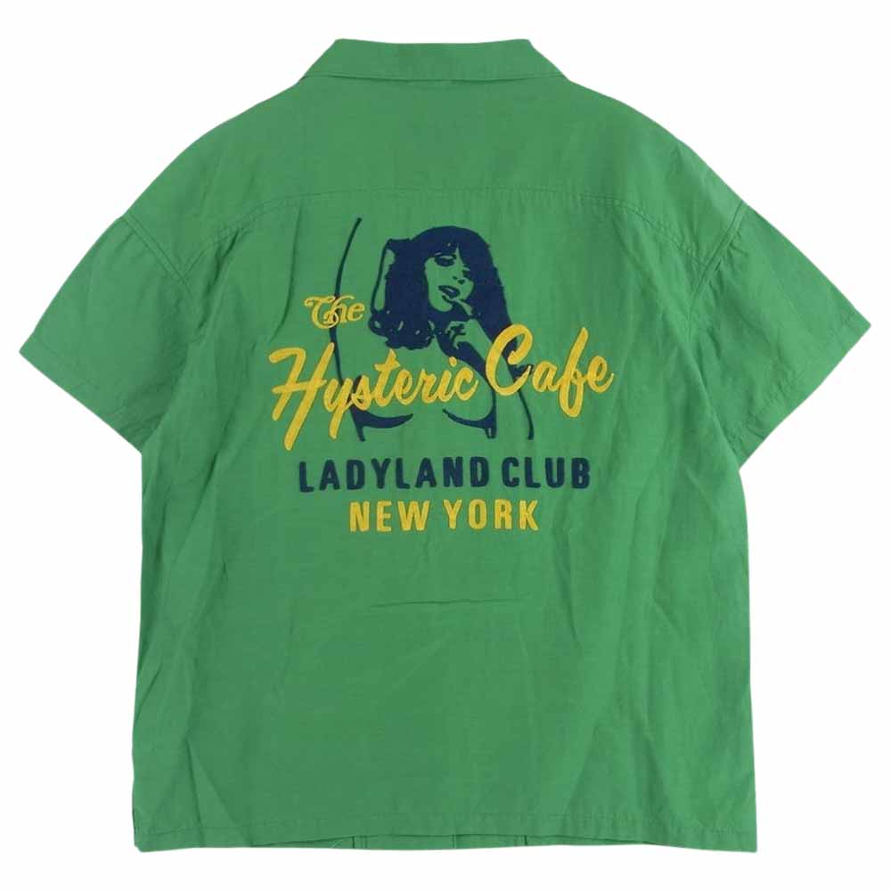 HYSTERIC GLAMOUR ヒステリックグラマー 15SS 0152AH04 オープンカラー レーヨン ボーリング 半袖 シャツ グリーン系 S【中古】