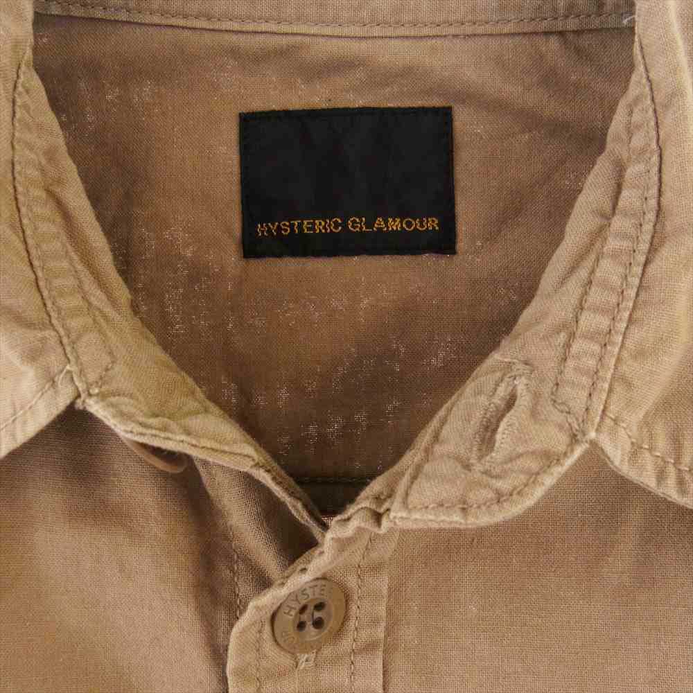 HYSTERIC GLAMOUR ヒステリックグラマー 0222AH02 USA pt ガールプリント ミリタリー ワーク シャツ ブラウン系 S【中古】