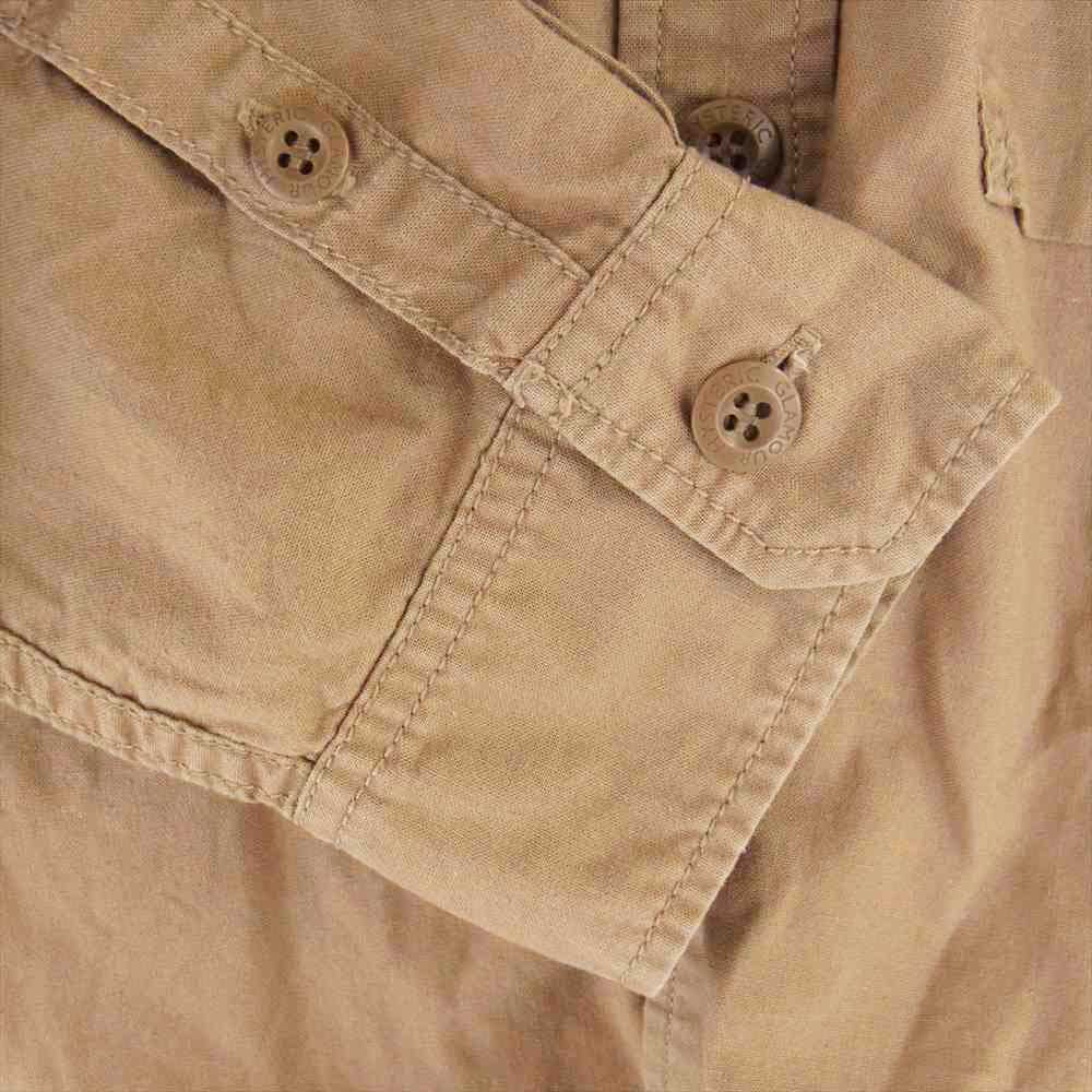 HYSTERIC GLAMOUR ヒステリックグラマー 0222AH02 USA pt ガールプリント ミリタリー ワーク シャツ ブラウン系 S【中古】