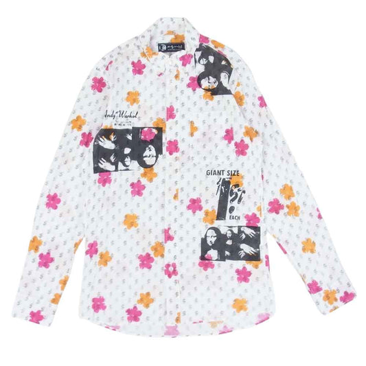 HYSTERIC GLAMOUR ヒステリックグラマー 0433AH01 ANDY WARHOL アンディウォーホル フラワー モナリザ プリント 総柄 長袖 シャツ ホワイト系 S【中古】