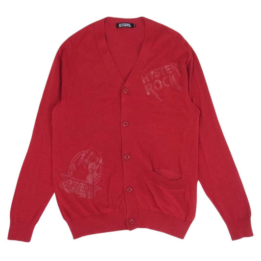 HYSTERIC GLAMOUR ヒステリックグラマー 02191ND03 SCRATCH pt スクラッチ プリント カーディガン レッド系 S【中古】