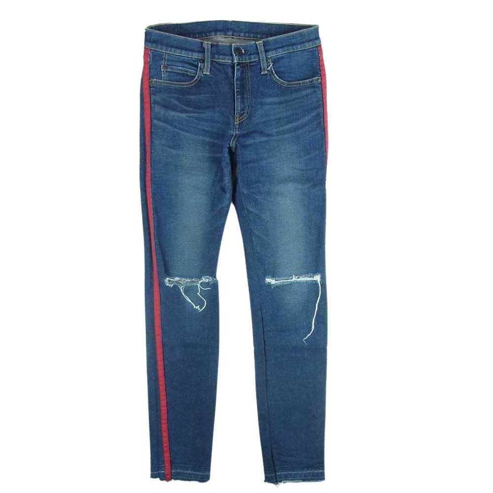HYSTERIC GLAMOUR ヒステリックグラマー 02191AP13 ダメージ加工 サイドライン ストレッチ デニム スキニー パンツ ジーンズ インディゴブルー系 30【中古】