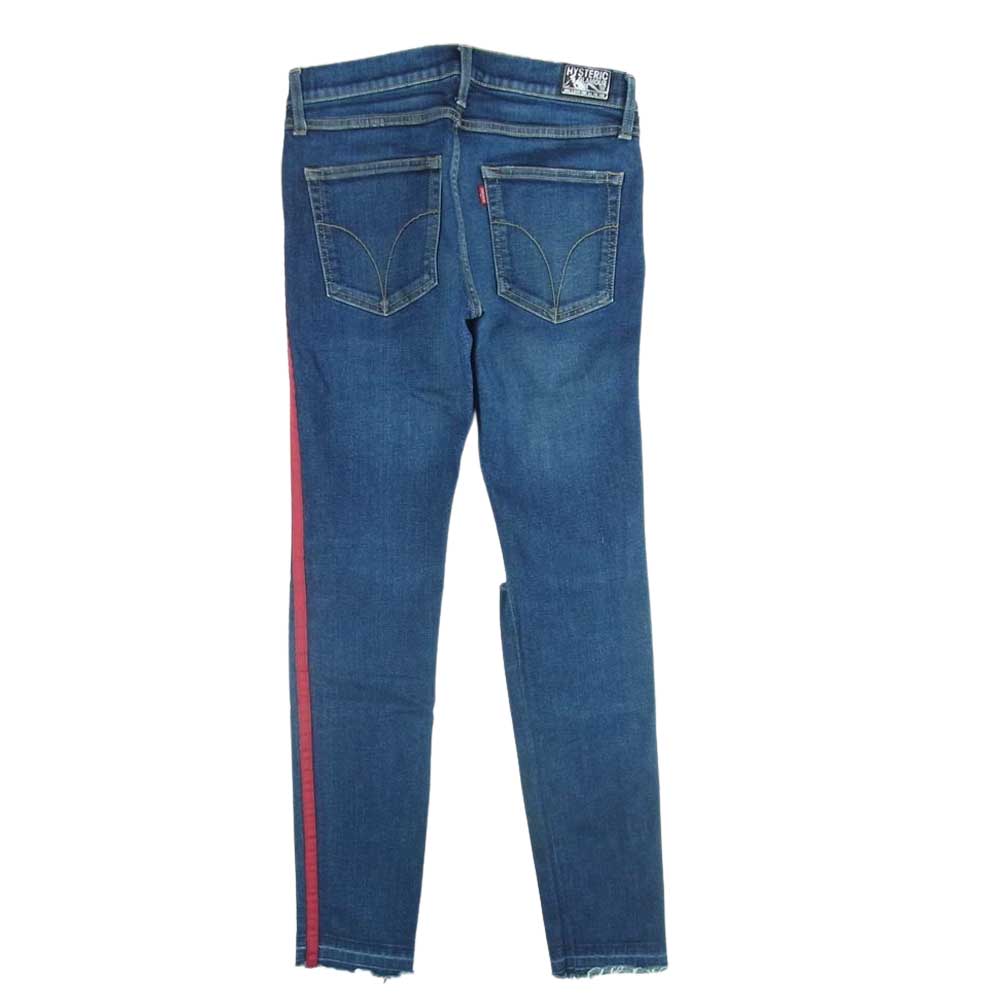 HYSTERIC GLAMOUR ヒステリックグラマー 02191AP13 ダメージ加工 サイドライン ストレッチ デニム スキニー パンツ ジーンズ インディゴブルー系 30【中古】