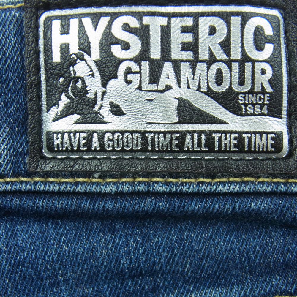 HYSTERIC GLAMOUR ヒステリックグラマー 02191AP13 ダメージ加工 サイドライン ストレッチ デニム スキニー パンツ ジーンズ インディゴブルー系 30【中古】