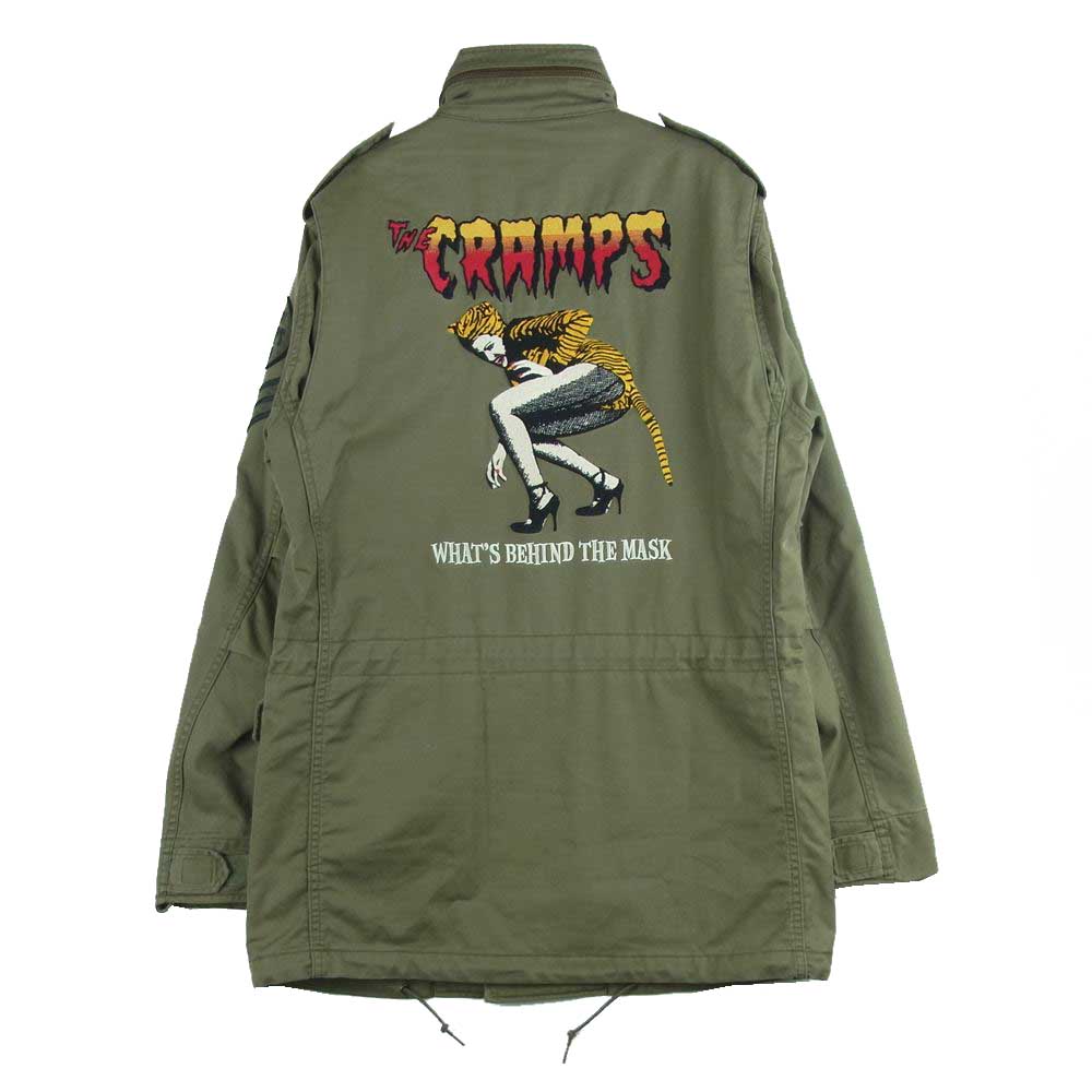 HYSTERIC GLAMOUR ヒステリックグラマー 16AW 0263AB10 THE CRAMPS WHAT’S BEHIND THE MASK M-65 バック刺繍 スタンドカラー ワッペン ミリタリー ジャケット カーキ系 S【中古】