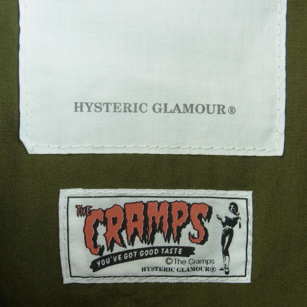 HYSTERIC GLAMOUR ヒステリックグラマー 16AW 0263AB10 THE CRAMPS WHAT’S BEHIND THE MASK M-65 バック刺繍 スタンドカラー ワッペン ミリタリー ジャケット カーキ系 S【中古】