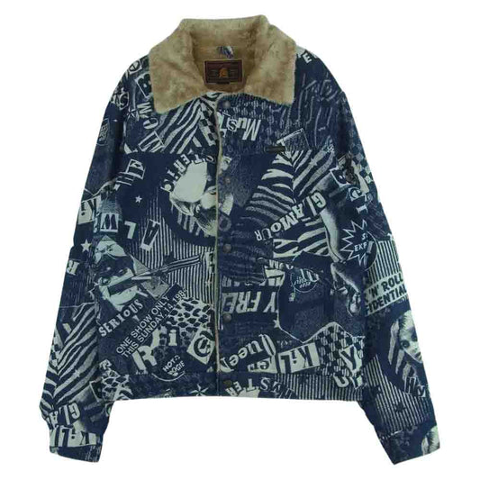 HYSTERIC GLAMOUR ヒステリックグラマー 02183AB13 LONDON NITE ロンドンナイト 裏地フリース ジャカード デニム ランチ ジャケット インディゴブルー系 S【中古】