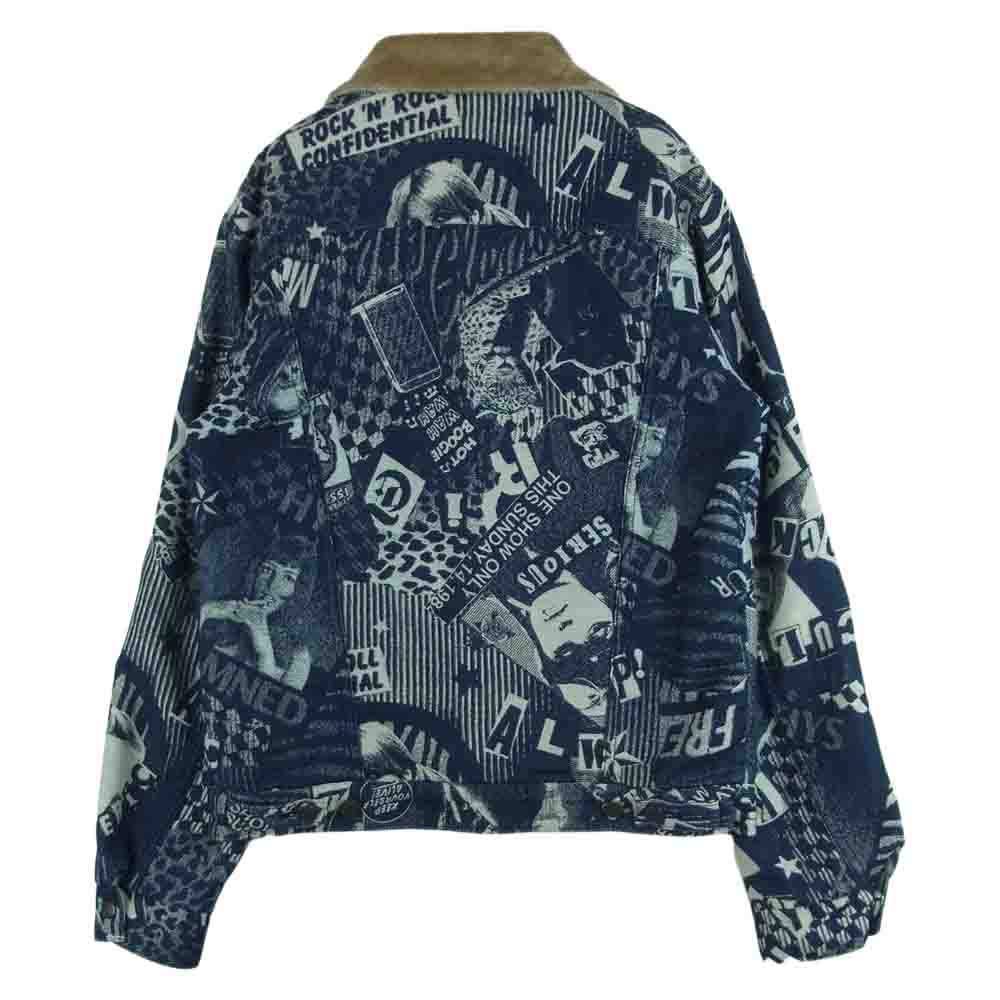 HYSTERIC GLAMOUR ヒステリックグラマー 02183AB13 LONDON NITE ロンドンナイト 裏地フリース ジャカード デニム ランチ ジャケット インディゴブルー系 S【中古】