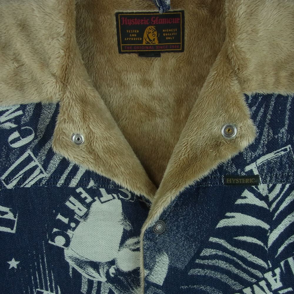 HYSTERIC GLAMOUR ヒステリックグラマー 02183AB13 LONDON NITE ロンドンナイト 裏地フリース ジャカード デニム ランチ ジャケット インディゴブルー系 S【中古】