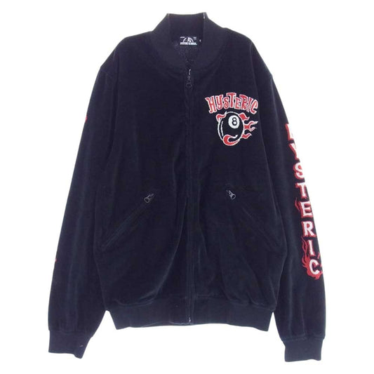 HYSTERIC GLAMOUR ヒステリックグラマー 02183CJ02 8BALL STMB 8ボール ジャカード ベロア フルジップ ブルゾン ブラック系 S【中古】