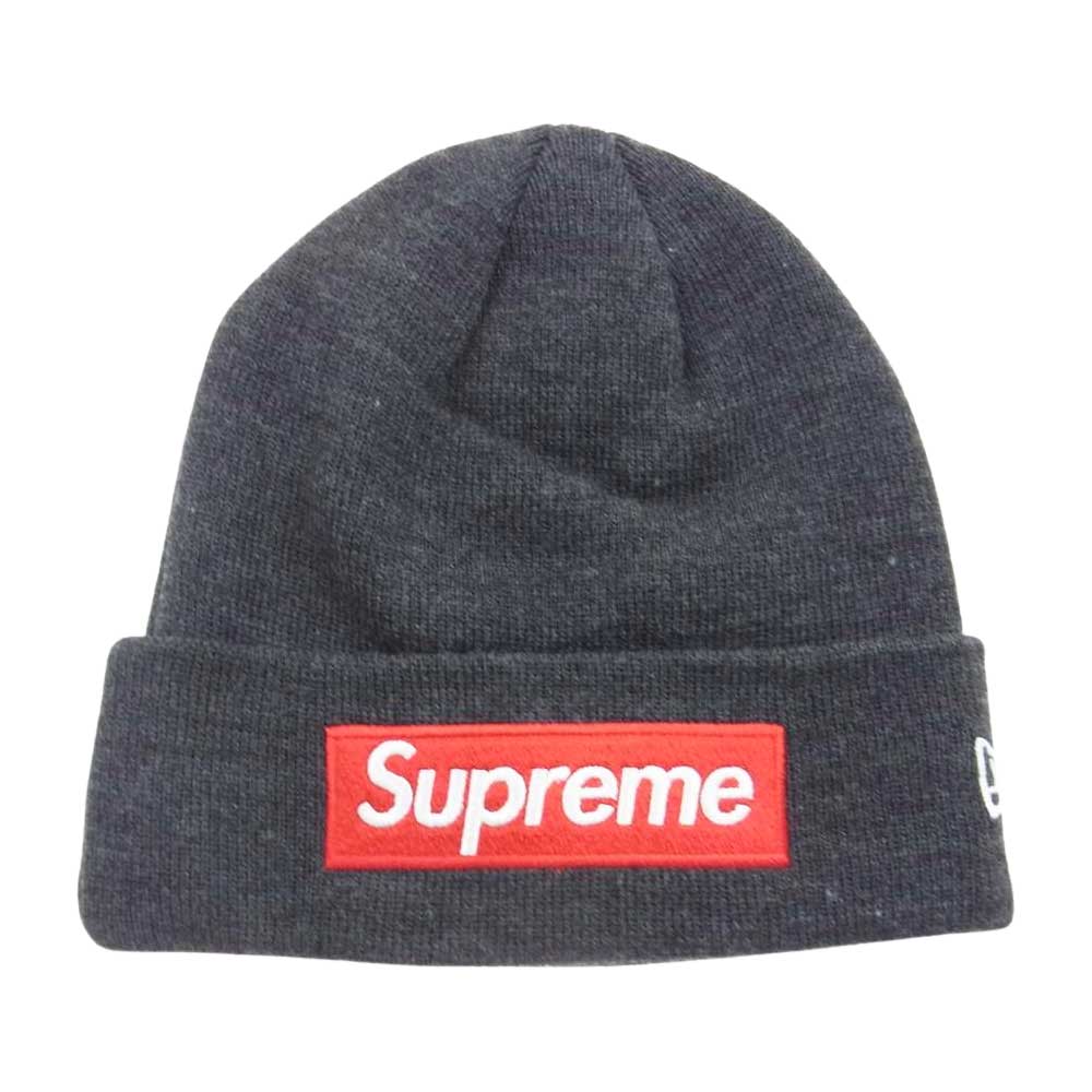 Supreme シュプリーム 21AW × New Era Box Logo Beanie ニューエラ ボックス ロゴ ビーニー キャップ チャコール チャコール系【美品】【中古】