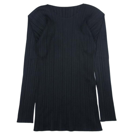 PLEATS PLEASE プリーツプリーズ イッセイミヤケ PP04-JK602 プリーツ加工 ロング カットソー ブラック 長袖 ブラック系 3【美品】【中古】