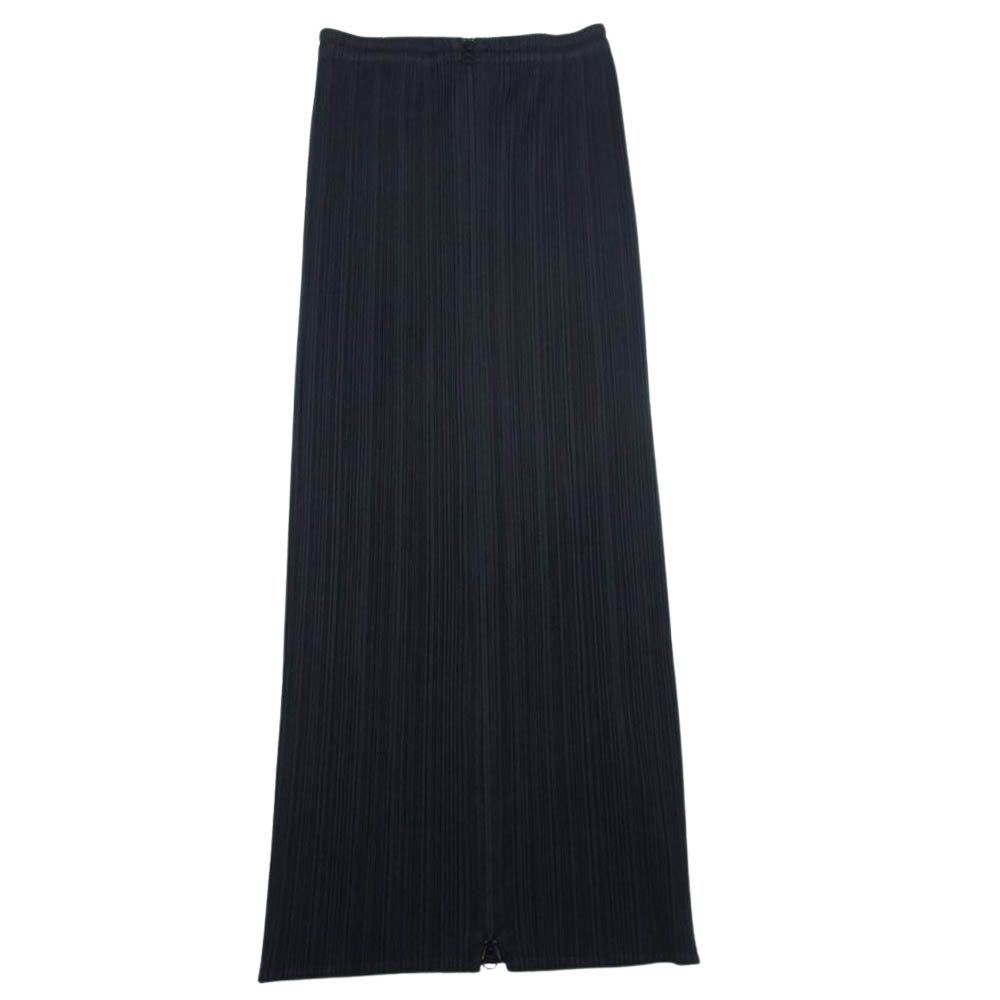 PLEATS PLEASE プリーツプリーズ イッセイミヤケ PP04-JG370 プリーツ加工 フロントジップ ロング スカート ブラック ブラック系 1【美品】【中古】