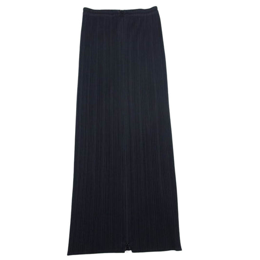 PLEATS PLEASE プリーツプリーズ イッセイミヤケ PP04-JG370 プリーツ加工 フロントジップ ロング スカート ブラック ブラック系 1【美品】【中古】