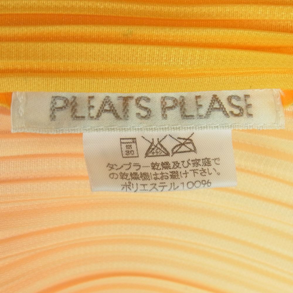 PLEATS PLEASE プリーツプリーズ イッセイミヤケ PP06-JK110 プリーツ加工 カーネーション フラワー 転写 カットソー 半袖 イエロー系 3【美品】【中古】