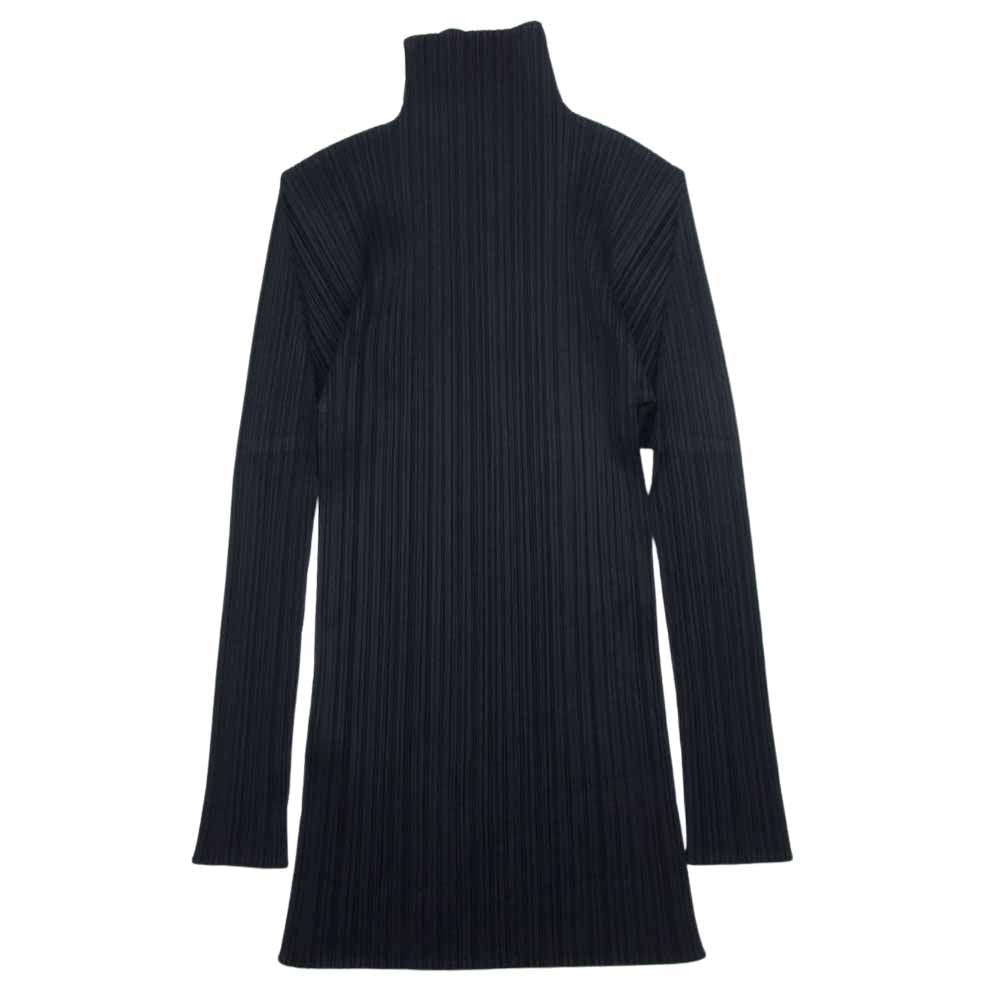 PLEATS PLEASE プリーツプリーズ イッセイミヤケ PP04-JK604 プリーツ加工 ロング ボトルネック カットソー  ブラック ブラック系 3【美品】【中古】