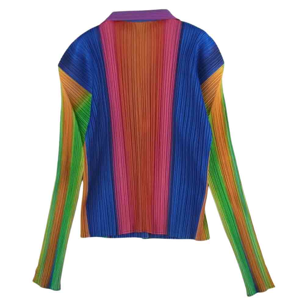 PLEATS PLEASE プリーツプリーズ イッセイミヤケ PP79-JK724 プリーツ加工 レインボーグラデーション ブラウス シャツ 長袖 レインボー系 3【美品】【中古】