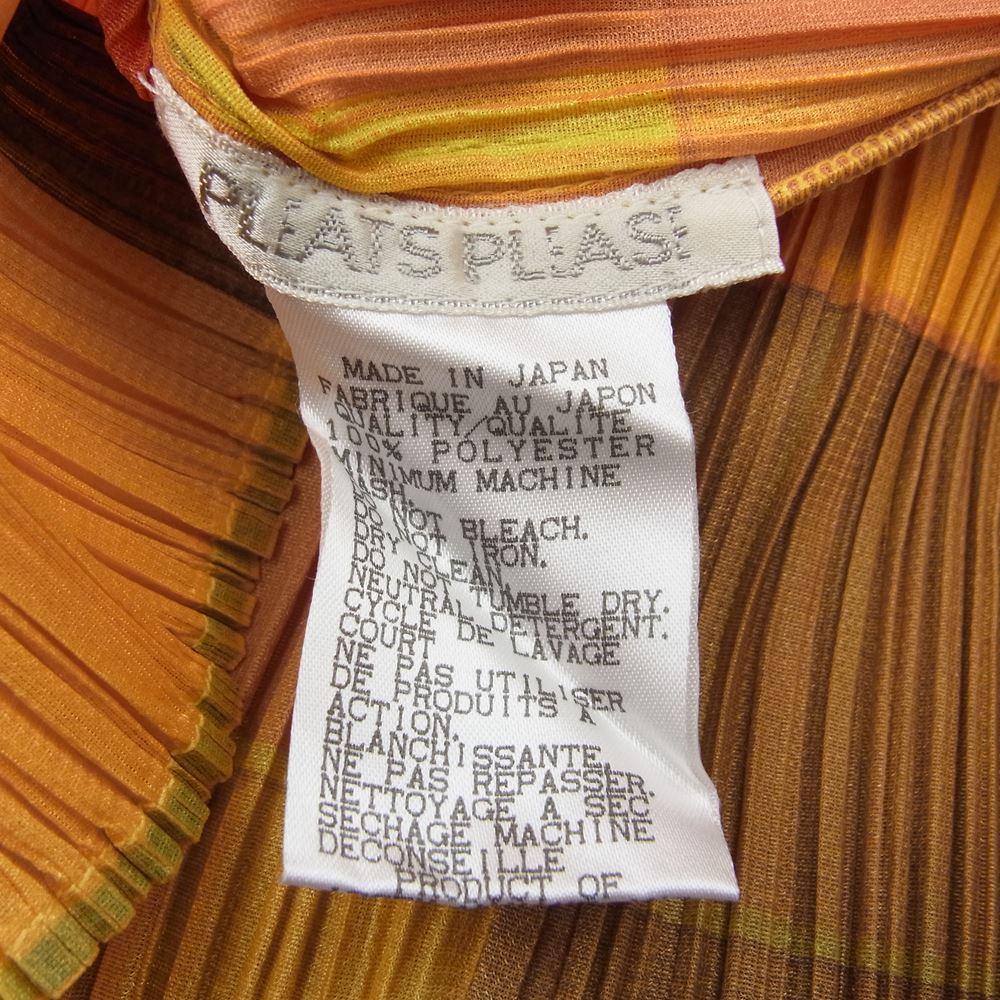 PLEATS PLEASE プリーツプリーズ イッセイミヤケ PP83-JK804 プリーツ加工 マルチカラー サイドスリット ボトルネック 長袖 カットソー  マルチカラー系 3【美品】【中古】