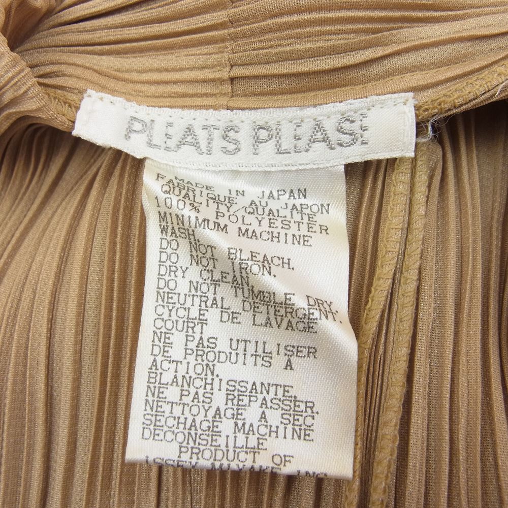 PLEATS PLEASE プリーツプリーズ イッセイミヤケ PP74-JK625 プリーツ加工 ロング シャツ ブラウス ワンピース ベージュ  ベージュ系 3【美品】【中古】