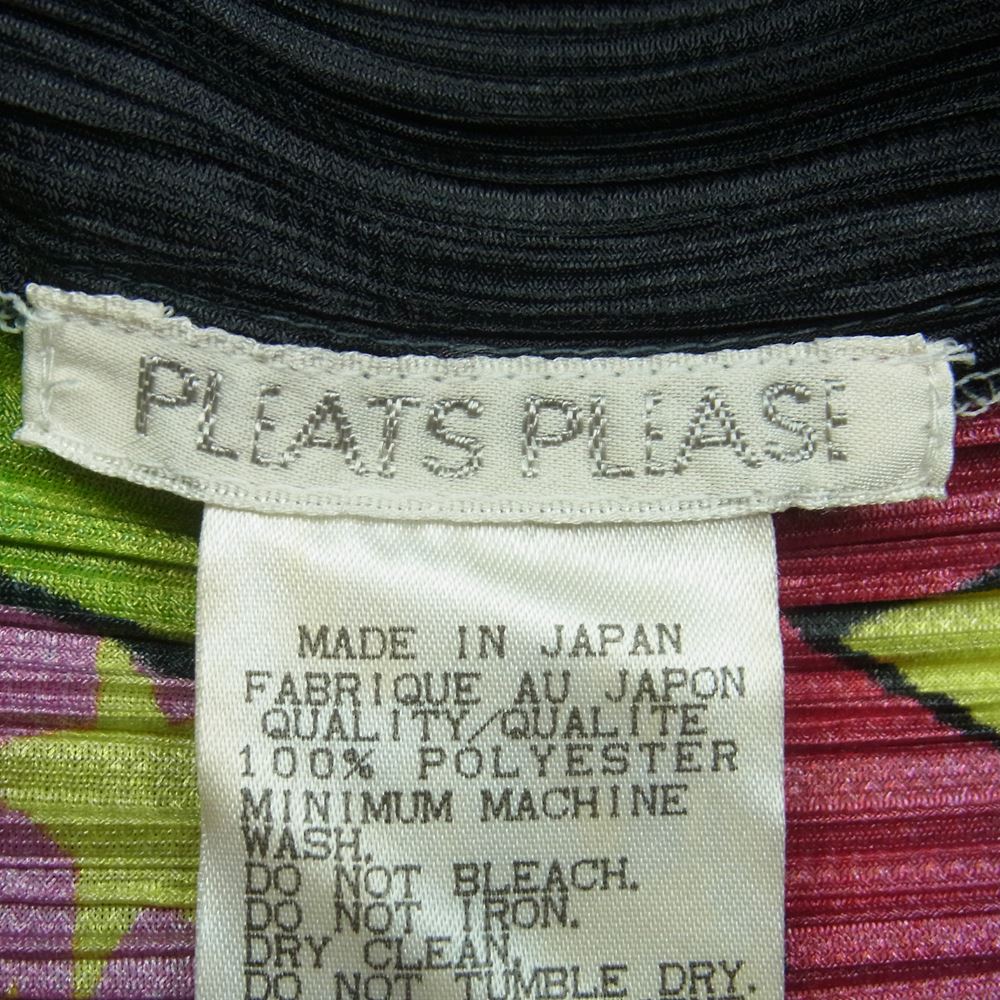 PLEATS PLEASE プリーツプリーズ イッセイミヤケ PP91-JE041 プリーツ加工 アメコミ転写 ジップ ノースリーブ カットソー ブラック系 マルチカラー系 3【美品】【中古】