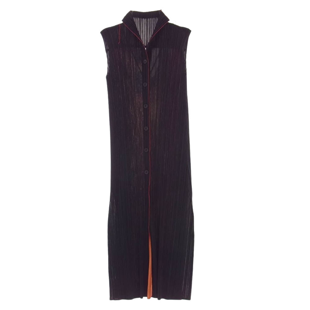 PLEATS PLEASE プリーツプリーズ イッセイミヤケ 03SS PP31-JE623 プリーツ加工 フェイス バックプリント ボトルネック ノースリーブ スリット ワンピース マルチカラー系 3【美品】【中古】