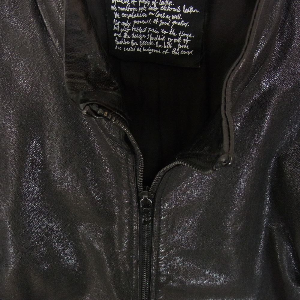 nano universe ナノユニバース ゴートスキン シングル スタンドカラー ライダース ジャケット ブラック系 S【中古】