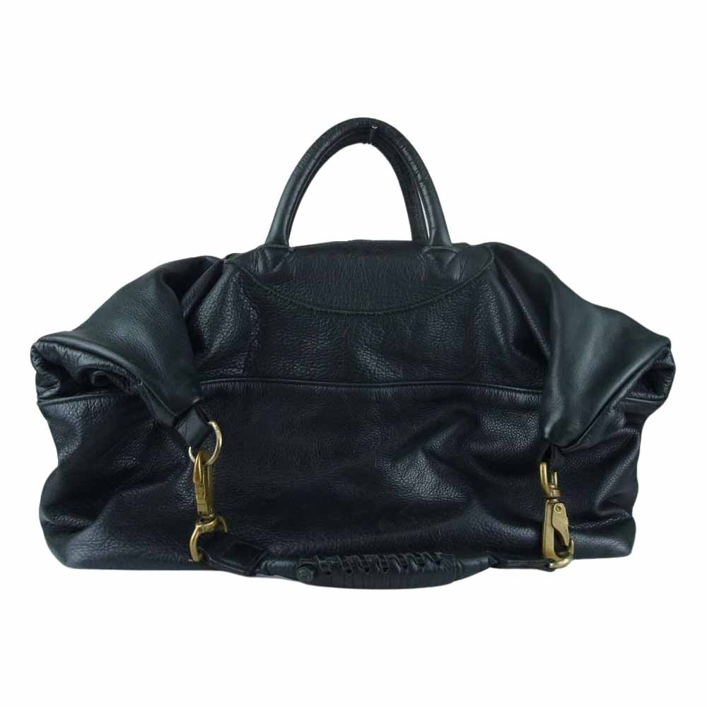 JAS.M.B ジャスエムビー レザー 2WAY ショルダー ボストン バッグ ブラック系【中古】