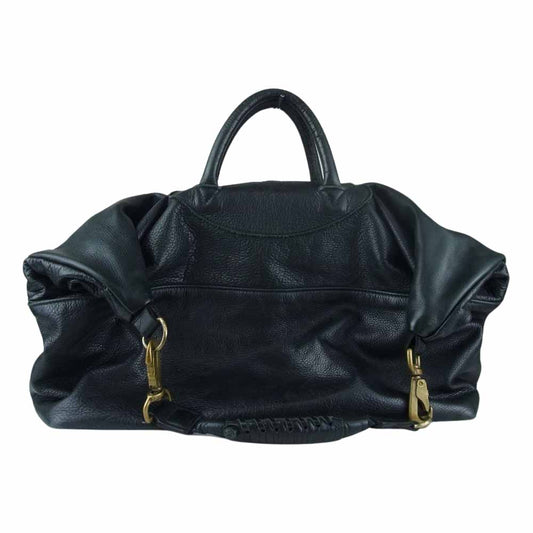 JAS.M.B ジャスエムビー レザー 2WAY ショルダー ボストン バッグ ブラック系【中古】