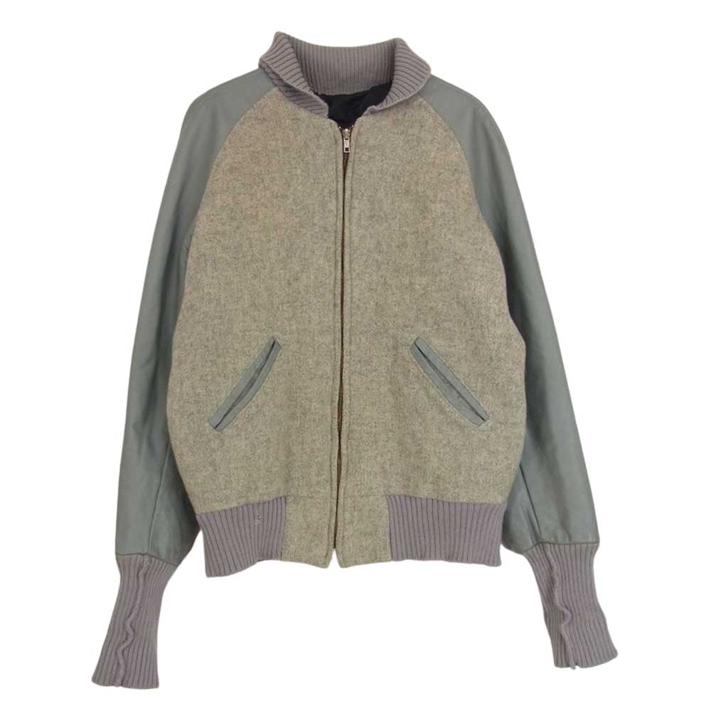 スクーカム ジップアップ 袖レザー スタジャン グレー系 38【中古