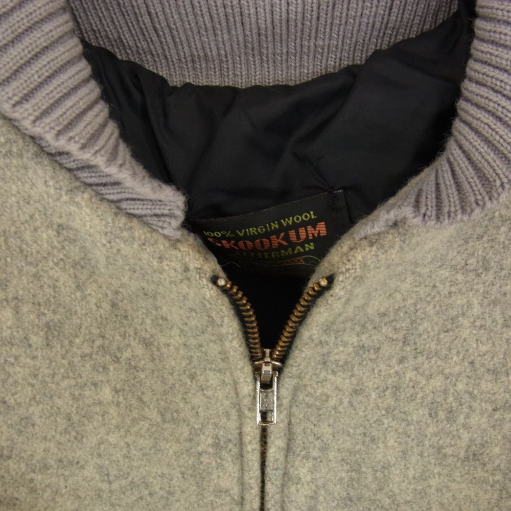 スクーカム ジップアップ 袖レザー スタジャン グレー系 38【中古