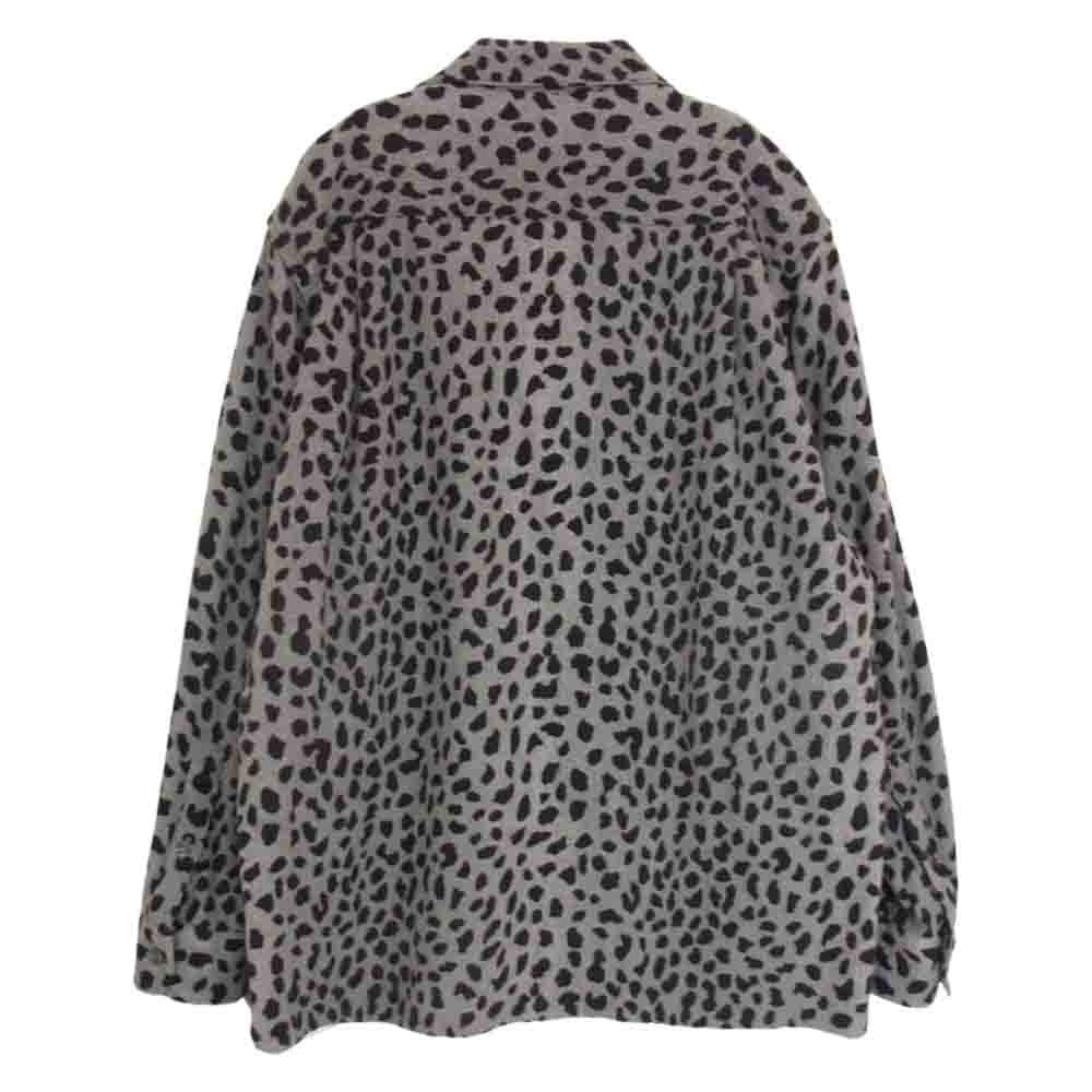 WACKO MARIA ワコマリア 20AW LEOPARD WOOL OPEN COLLAR SHIRT ウール オープンカラー レオパード 長袖 シャツ グレー系 L【中古】