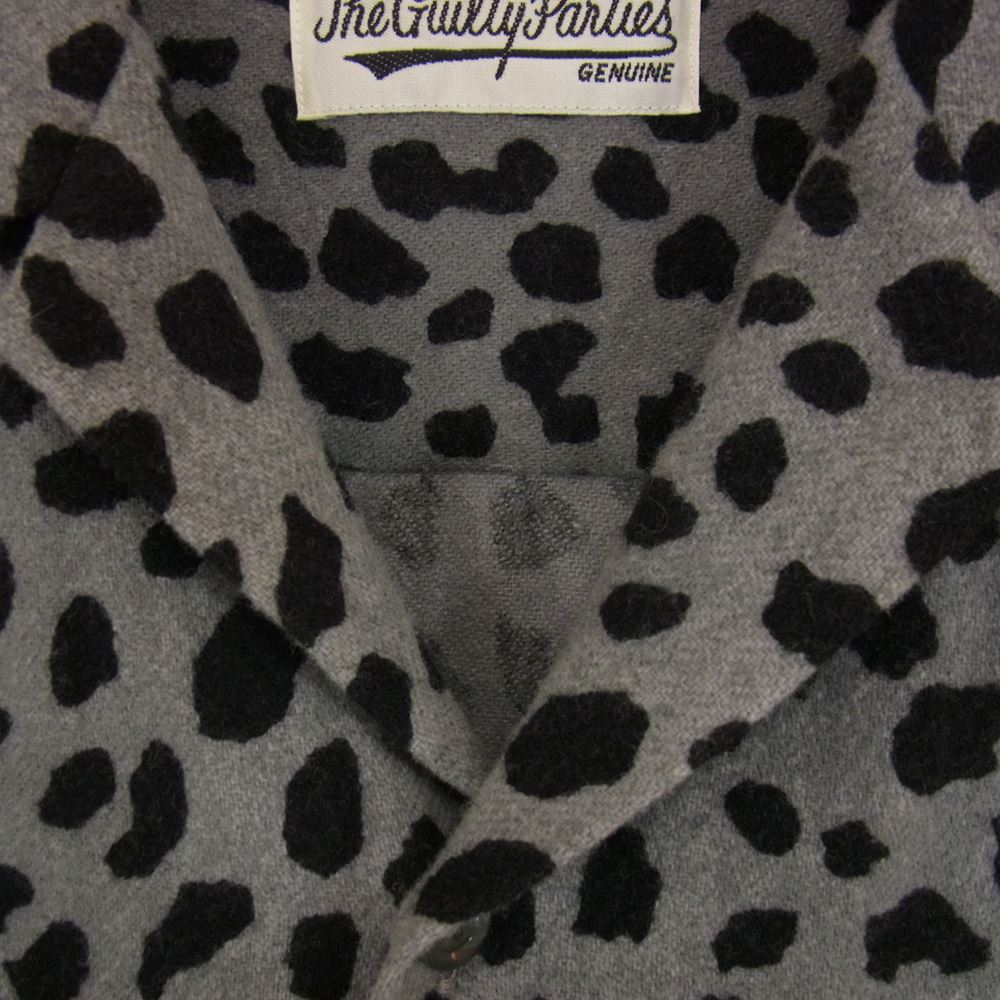 WACKO MARIA ワコマリア 20AW LEOPARD WOOL OPEN COLLAR SHIRT ウール オープンカラー レオパード 長袖 シャツ グレー系 L【中古】