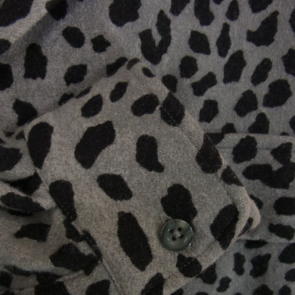 WACKO MARIA ワコマリア 20AW LEOPARD WOOL OPEN COLLAR SHIRT ウール オープンカラー レオパード 長袖 シャツ グレー系 L【中古】