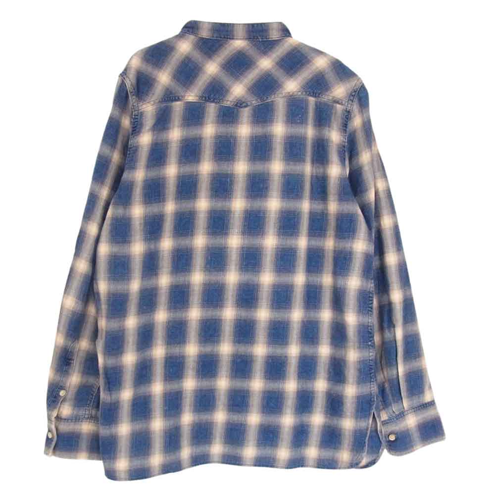 REMI RELIEF レミレリーフ スタンドカラー チェック シャツ ブルー系 S【中古】