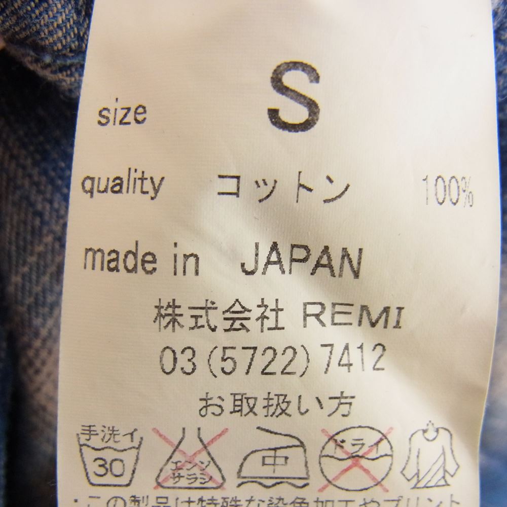 REMI RELIEF レミレリーフ スタンドカラー チェック シャツ ブルー系 S【中古】