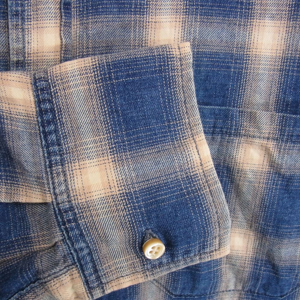 REMI RELIEF レミレリーフ スタンドカラー チェック シャツ ブルー系 S【中古】