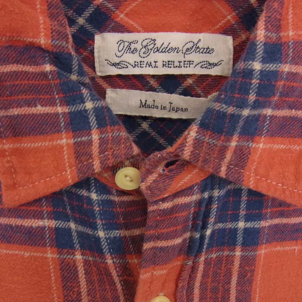 REMI RELIEF レミレリーフ ネル チェック シャツ レッド系 S【中古】
