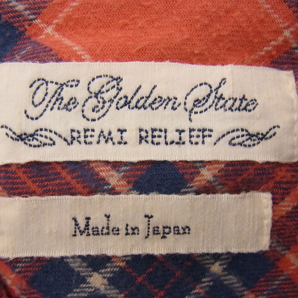 REMI RELIEF レミレリーフ ネル チェック シャツ レッド系 S【中古】