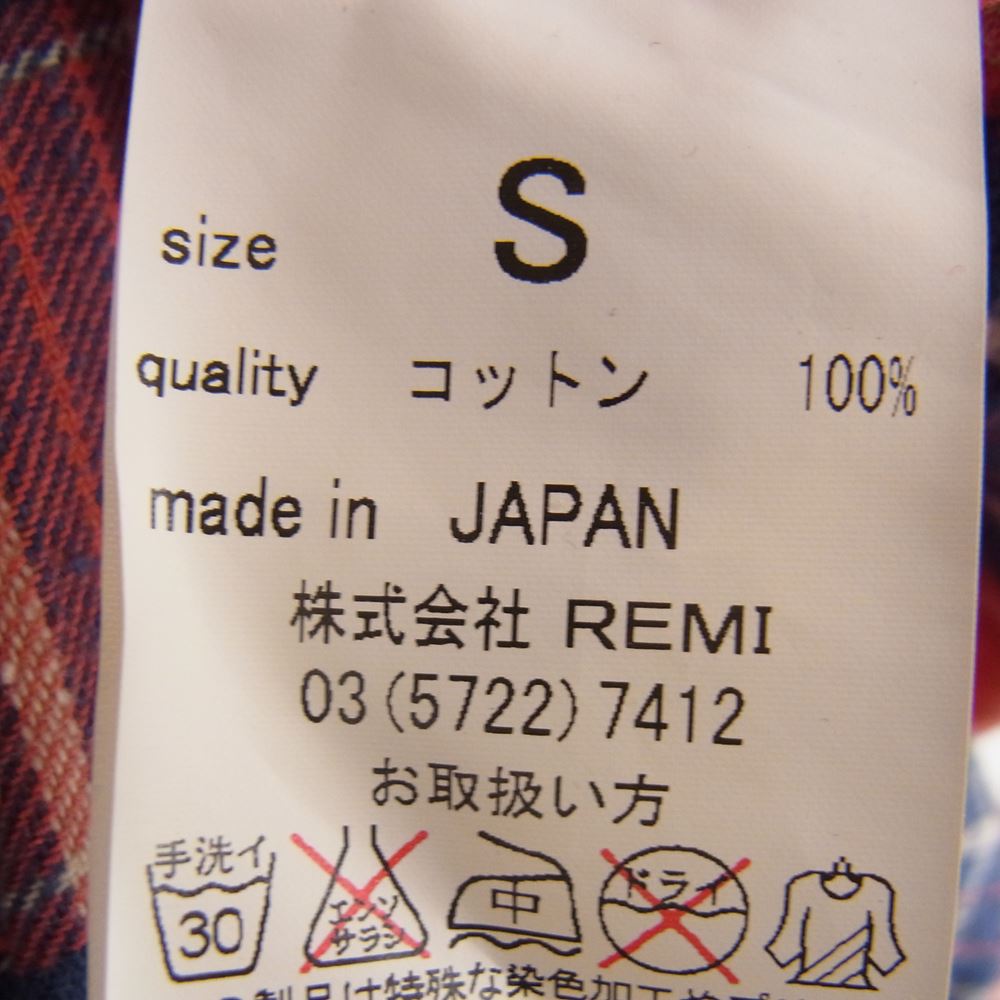 REMI RELIEF レミレリーフ ネル チェック シャツ レッド系 S【中古