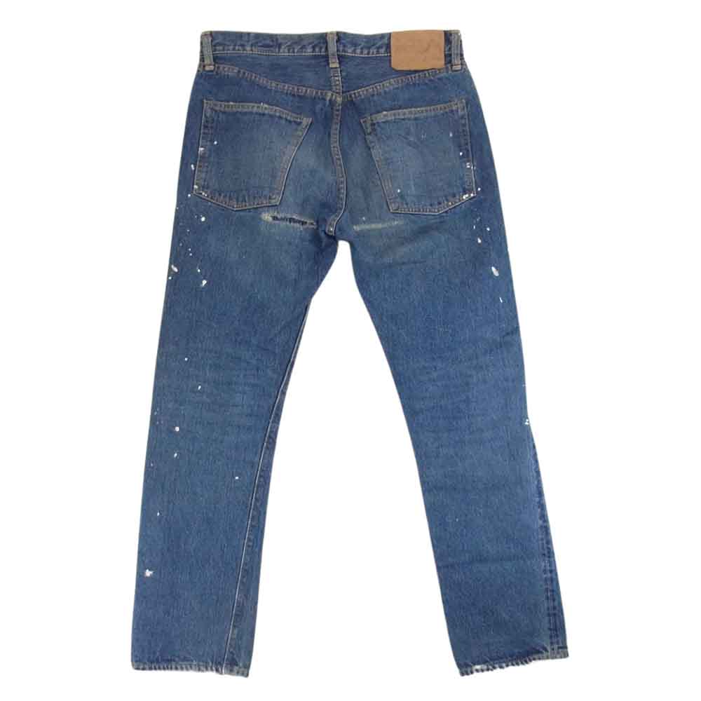 orSlow オアスロウ 107 IVY FIT DENIM DAMAGE ダメージ加工 アイビーフィット テーパード デニム パンツ インディゴブルー系 S【中古】