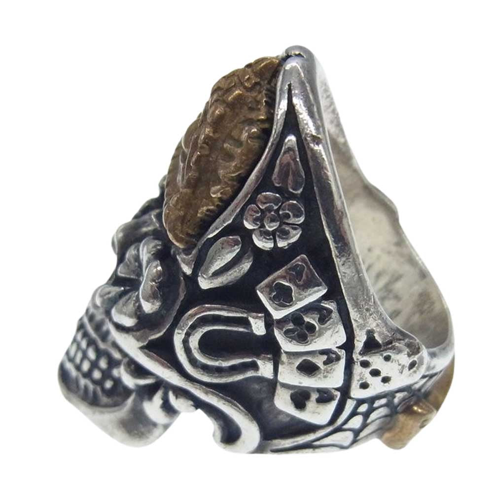 BILL WALL LEATHER ビルウォールレザー Jeff Decker BLUE EYED DEVILS RING ブルー アイド デビルズ リング シルバー系 ゴールド系 18号【中古】