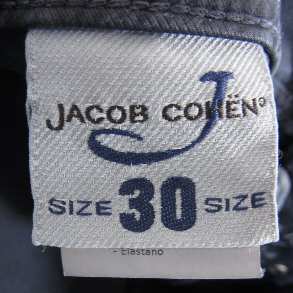 JACOB COHEN ヤコブコーエン STYLE 622 ハラコパッチ ボタンフライ 5ポケット ストレッチ スリム スキニー デニムパンツ ネイビー系 30【中古】