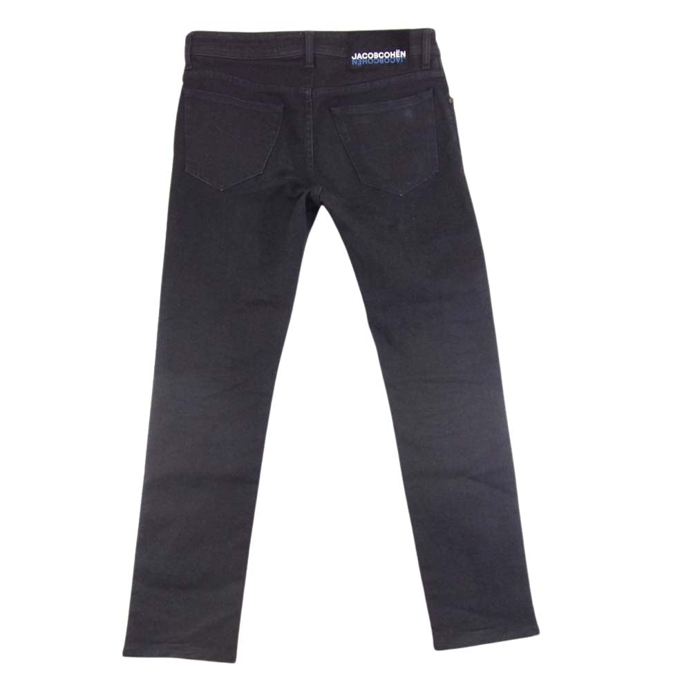 JACOB COHEN ヤコブコーエン STYLE 688 ハラコパッチ ボタンフライ 5ポケット ストレッチ デニムパンツ ブラック系 30【中古】