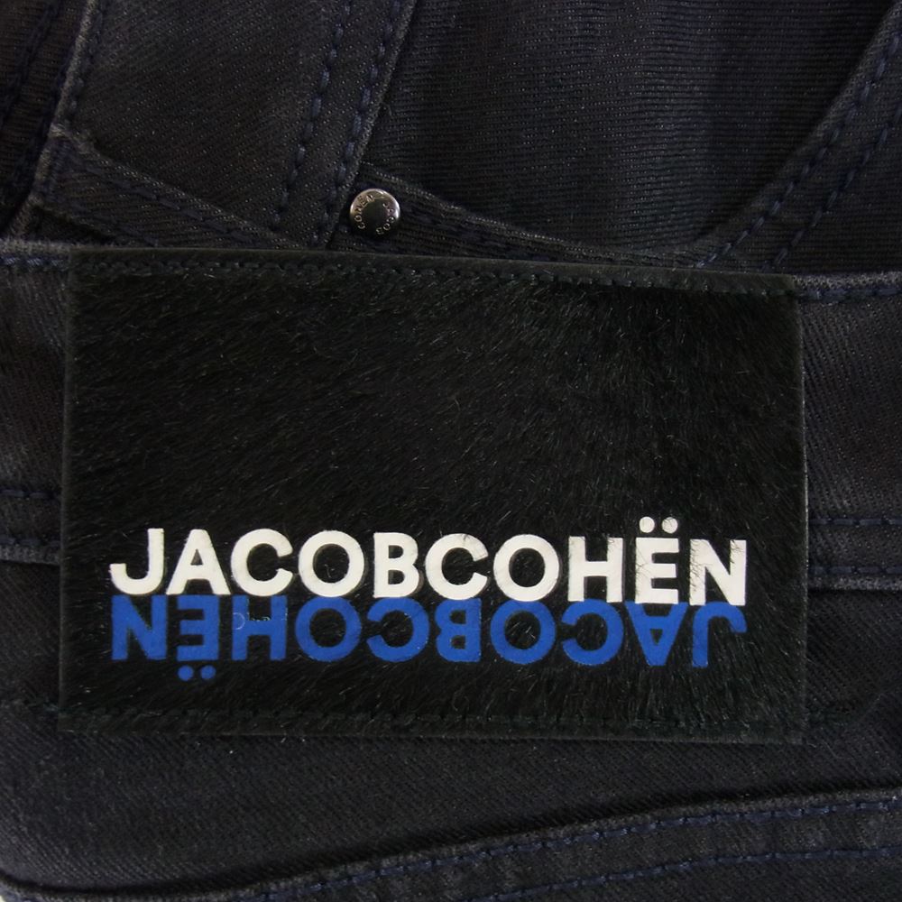 JACOB COHEN ヤコブコーエン STYLE 688 ハラコパッチ ボタンフライ 5ポケット ストレッチ デニムパンツ ブラック系 30【中古】