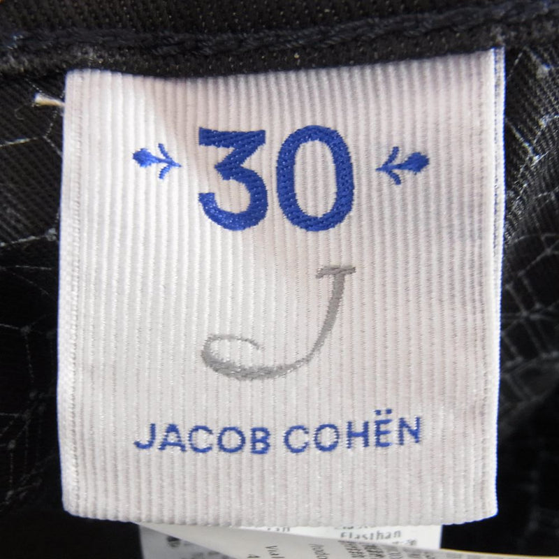 JACOB COHEN ヤコブコーエン STYLE 688 ハラコパッチ ボタンフライ 5ポケット ストレッチ デニムパンツ ブラック系 30【中古】