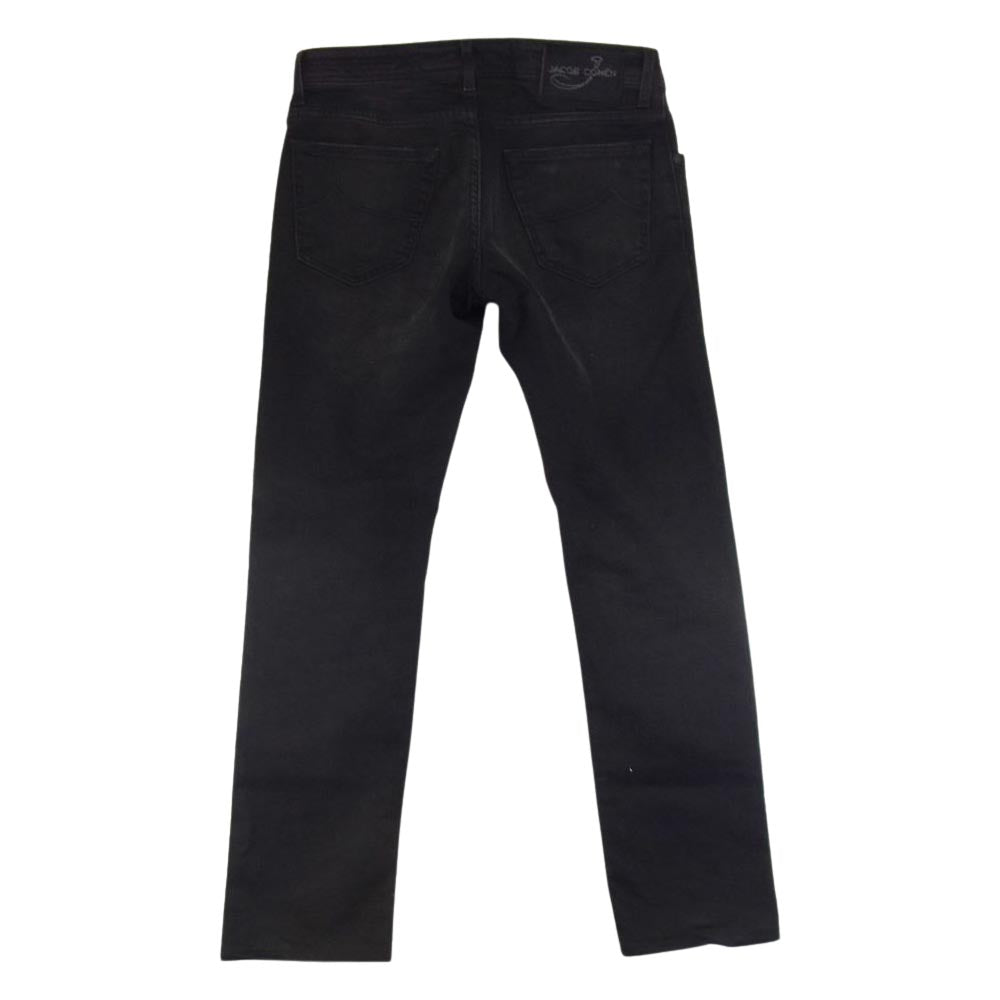 JACOB COHEN ヤコブコーエン STYLE 622.C ハラコパッチ ボタンフライ 5ポケット ウォッシュ加工 ストレッチ スリム デニムパンツ ブラック系 30【中古】