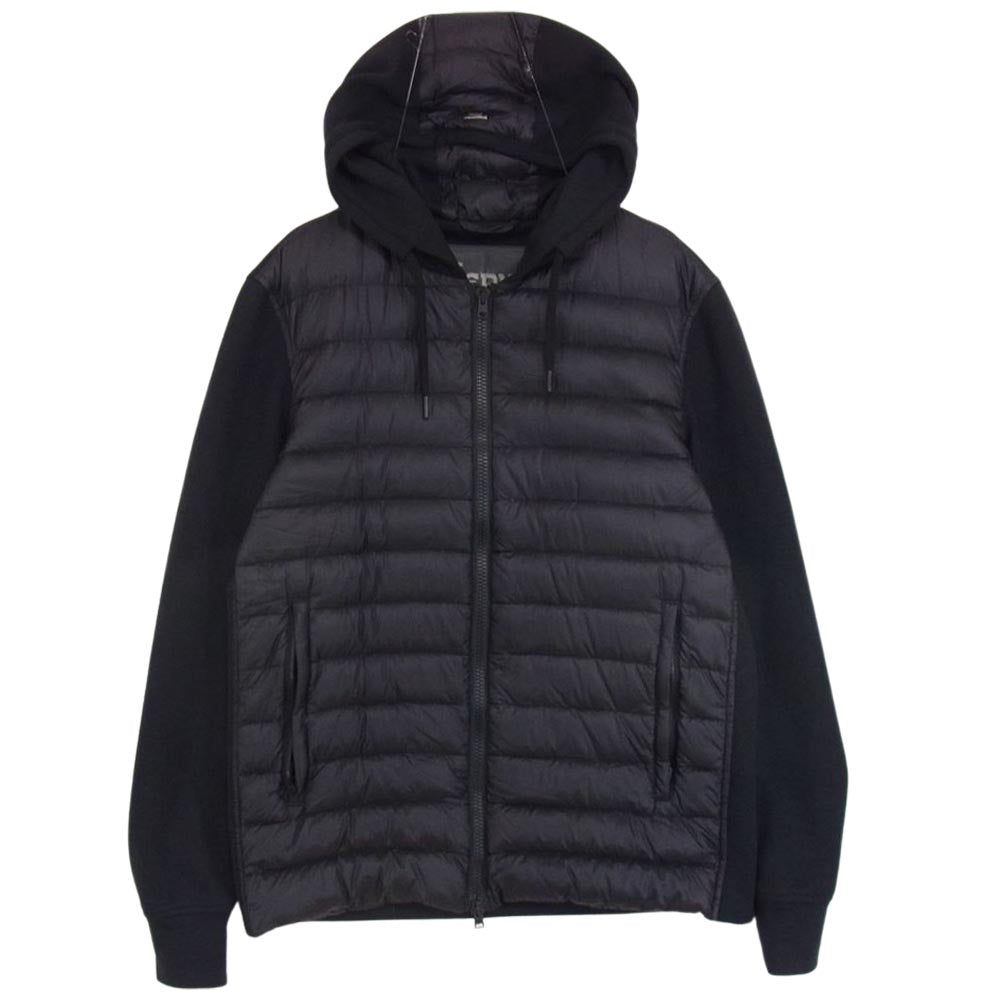 Herno ヘルノ PI0612U-12020-9300 ジャパンタグ 撥水 超軽量 ハイブリッド ダウン スウェット 切替 パーカー フーディ ブラック系 46【中古】